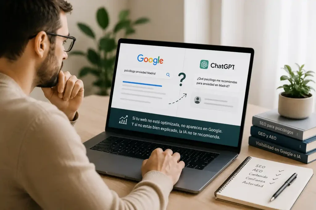 web de psicólogo no aparece en Google ni en la IA
